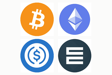Bitcoin, Ethereum, EURC, Solana
